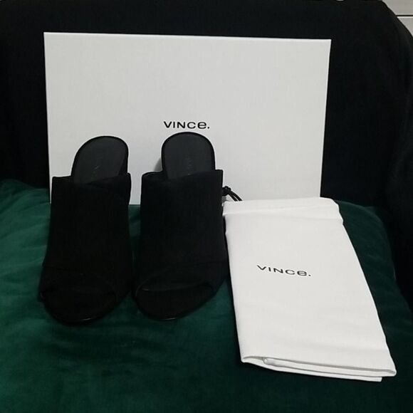 NWB Vince Heath Suede Leather Black Mules - Picture 10 of 10